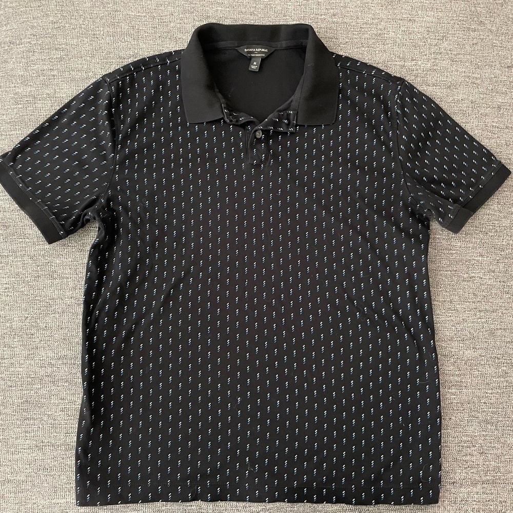 Banana Republic Black Polo with White Pattern